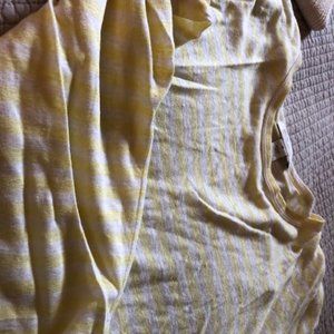 Yellow white stripped linen blouse